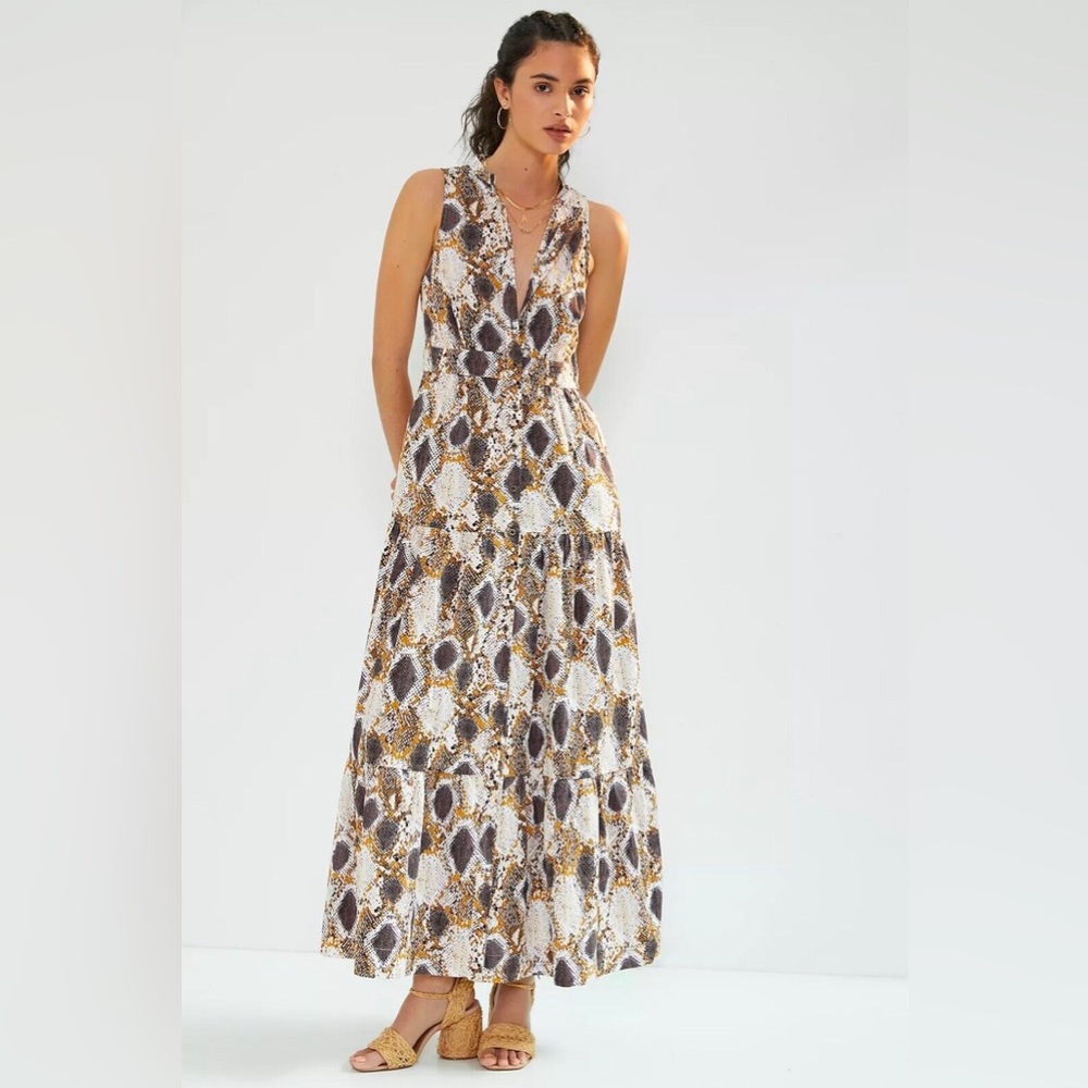 Anthropologie Maeve Snake-Printed Maxi Dress